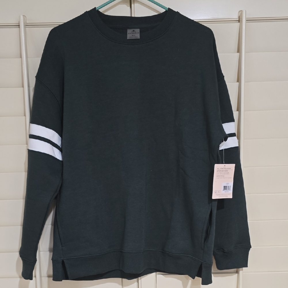NWT Danskin Men's Crewneck Sweater - Dark Green with White Accents